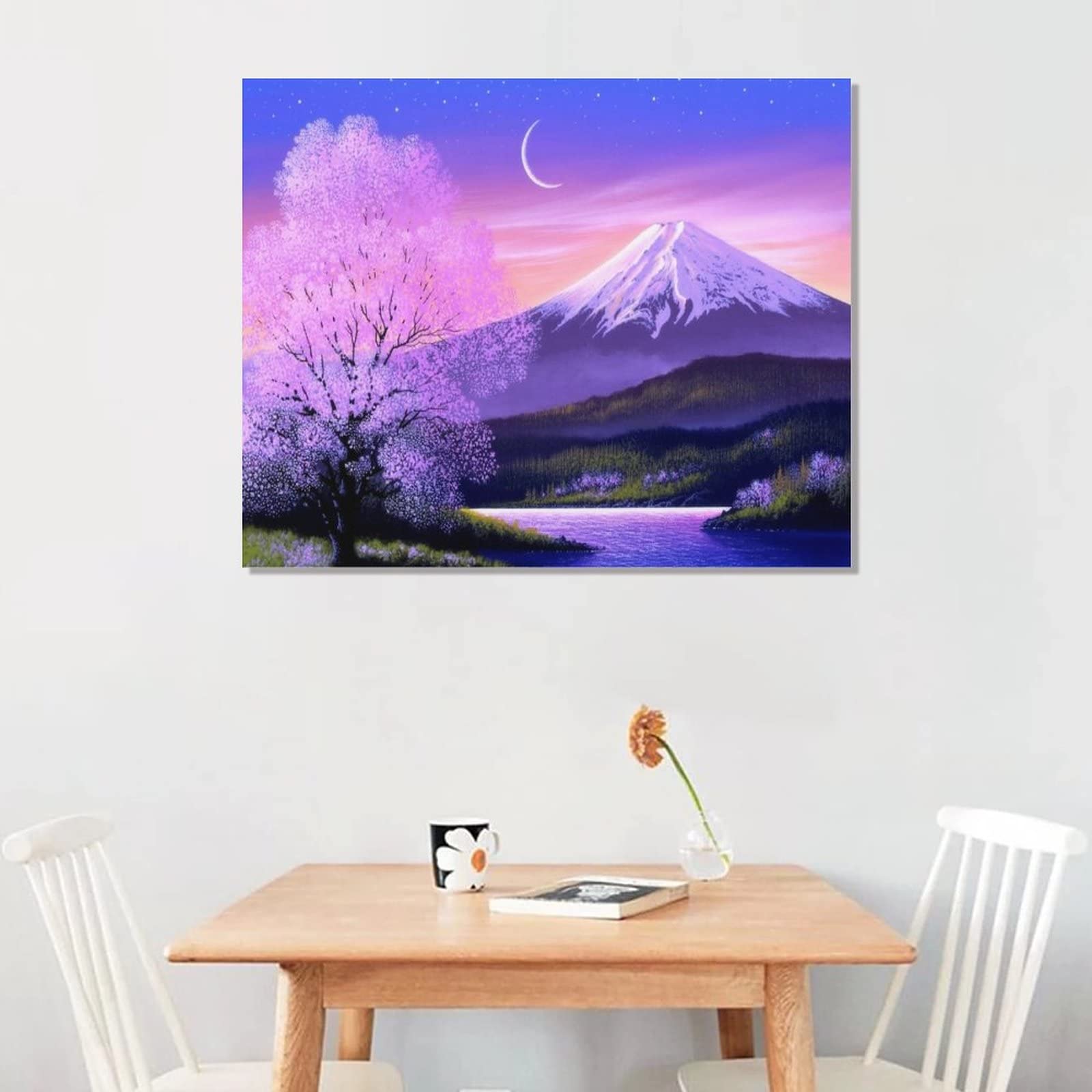 Amazon.co.jp: 絵画 紫の木 富士山インテリア 絵画 ロマンチックな